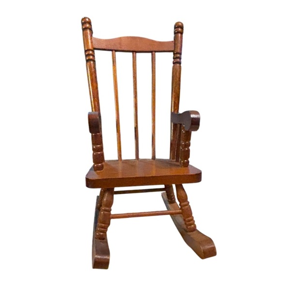 Miniature Doll baby Wooden musical Doll Rocking Chair - Picture 1 of 12